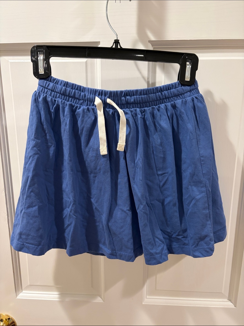 Hanna Andersson Blue Elastic Waist Skort with Cream Drawstring